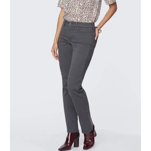 NYDJ Marilyn Straight LiftXTuck Dark Gray Jeans in Vintage Pewter, Size 10P - Picture 1 of 13